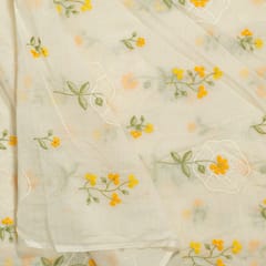 Cram Color Mal Chanderi Embroidered Fabric