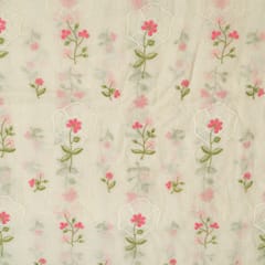 Cram Color Mal Chanderi Embroidered Fabric