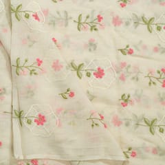 Cram Color Mal Chanderi Embroidered Fabric