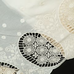 Cream Dyeable Color Cotton Cutwork Embroidered Fabric