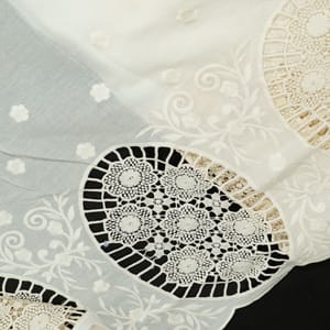 Cream Dyeable Color Cotton Cutwork Embroidered Fabric
