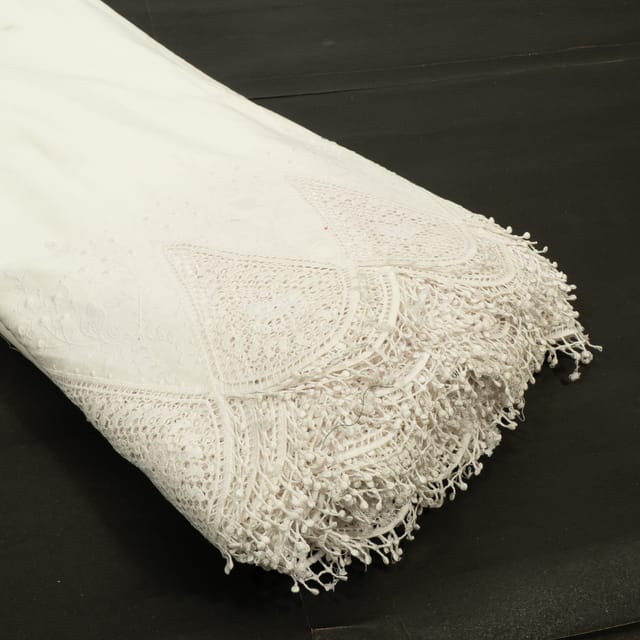 Cream Dyeable Color Cotton Cutwork Embroidered Fabric