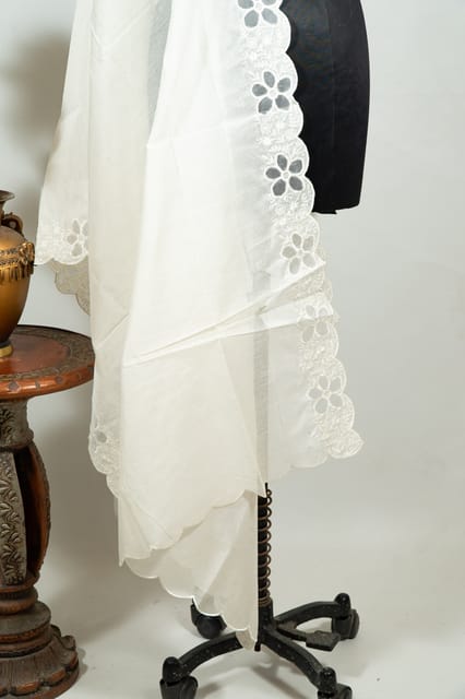Dyeable Chanderi Embroidered Dupatta