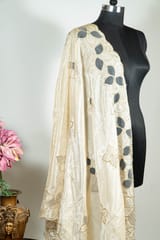 Dyeable Tissue Golden Aplique With Scallop Dupatta
