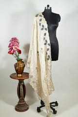 Dyeable Tissue Golden Aplique With Scallop Dupatta