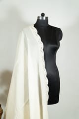 Elegant Kora Cotton Dupatta with Intricate Cutwork – Pure and Timeless