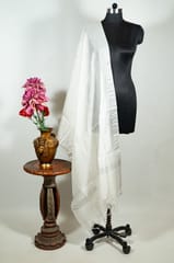 Off White Dyeable Chanderi Dupatta with Silver Border – Elegant & Versatile