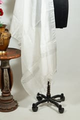 Off White Dyeable Chanderi Dupatta with Silver Border – Elegant & Versatile