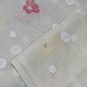 Cream Kota Checks Embroidered Floral Fabric – Thread & Sequins Work