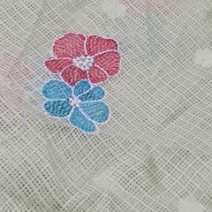 Pista Kota Checks Embroidered Floral Fabric – Thread & Sequins Work