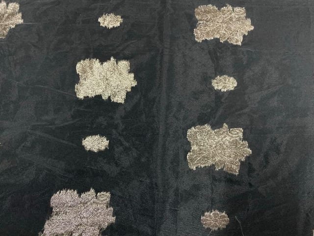 Dyeable Pure Organza White Golden Zari Floral Motifs
