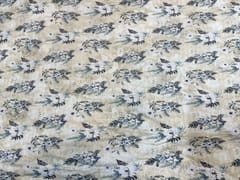 Printed Dobby Silk Off White Flowers