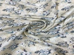 Printed Dobby Silk Off White Flowers