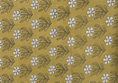 Printed Cotton Cambric Mustard White Flowers
