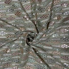 Pista Green Colour Georgette Embroidered Fabric