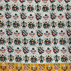 Bottle Green Colour Linen Slub Foil Printed Fabric