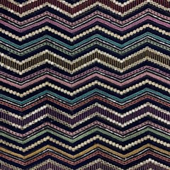 Navy Blue Colour Chevron Georgette Embroidered Fabric