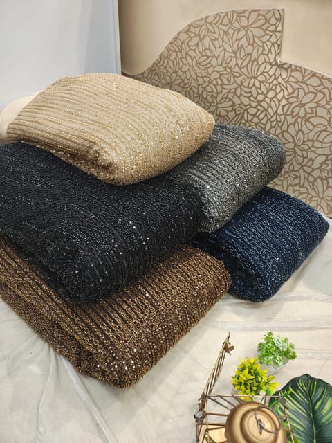 Net beeds Net Embroidered Fabric