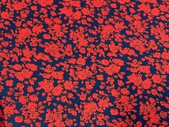 Printed Crepe Navy Blue Red Floral