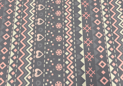 Denim Lycra Grey Light Pink Geometric