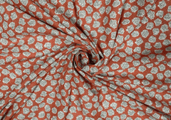 Printed Cotton Cambric Orange White Abstract