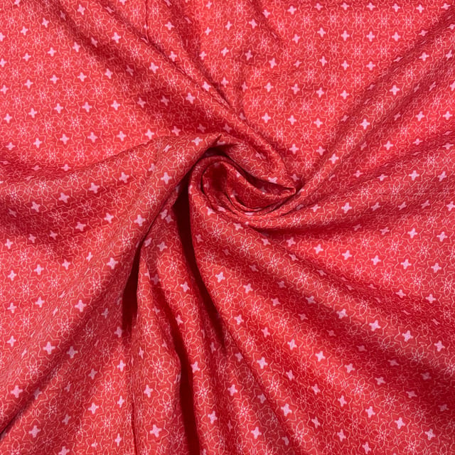 Orange Colour Cotton Silk Printed Fabric