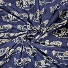 Indigo Colour Cambric Cotton Dabu Printed Fabric