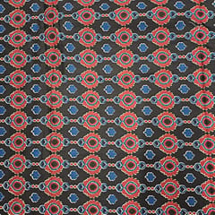 Black Colour Cotton Cambric Printed Fabric