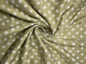 Light Mehndi Green Abstract Chanderi Fabric