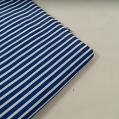 Cotton Cambric Blue White Stripes Print
