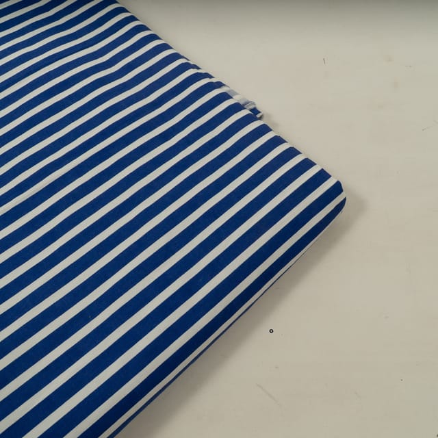 Cotton Cambric Blue White Stripes Print