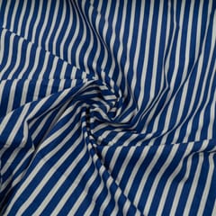 Cotton Cambric Blue White Stripes Print