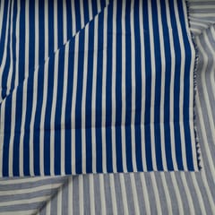 Cotton Cambric Blue White Stripes Print