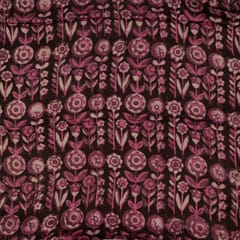Wine and Pink Color Modal Satin Printed Fabric (1.90Meter Cut Piece)