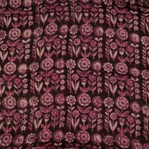 Wine and Pink Color Modal Satin Printed Fabric (1.90Meter Cut Piece)