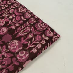 Wine and Pink Color Modal Satin Printed Fabric (1.90Meter Cut Piece)