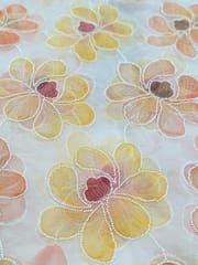 Yellow Positioned Print Fabric With Beads