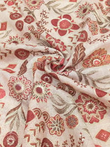 Beige Linen Position Printed Fabric