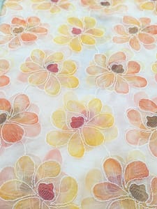 Yellow Positioned Print Fabric With Beads