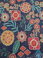 Navy Blue Linen Position Printed Fabric
