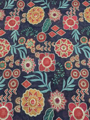 Navy Blue Linen Position Printed Fabric