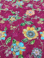 Rani Pink Crepe Position Printed Fabric