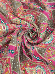 Rani Pink Crepe Position Printed Fabric