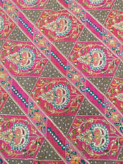 Rani Pink Crepe Position Printed Fabric