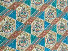 Turquoise Blue Crepe Position Printed Fabric