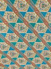 Turquoise Blue Crepe Position Printed Fabric
