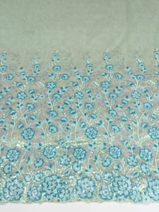 Floral Sequins Embroidered Net Fabric