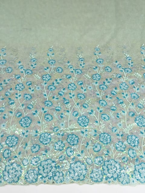 Floral Sequins Embroidered Net Fabric
