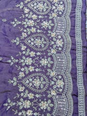 Purple Viscose Tissue Fabric With Sequins and Beads work