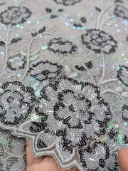 Floral Sequins Embroidered Net Fabric